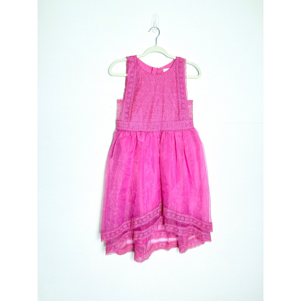 Trish Scully Child Pink Lace High Low Formal Dress Girl's Size 14 Wedding Party